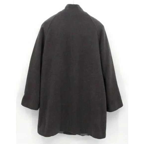 Vintage Jones New York Overcoat Womens Sz 12 Charcoal Gray Wool Lined Button Up - Picture 2 of 16